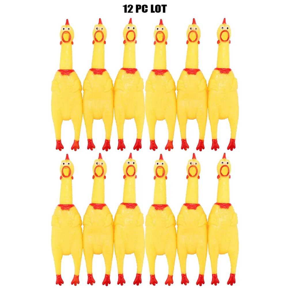 12 PC Lot Shrilling Rubber Chicken Fun Pet Dog Chew Squeeze Screaming Toy 12"