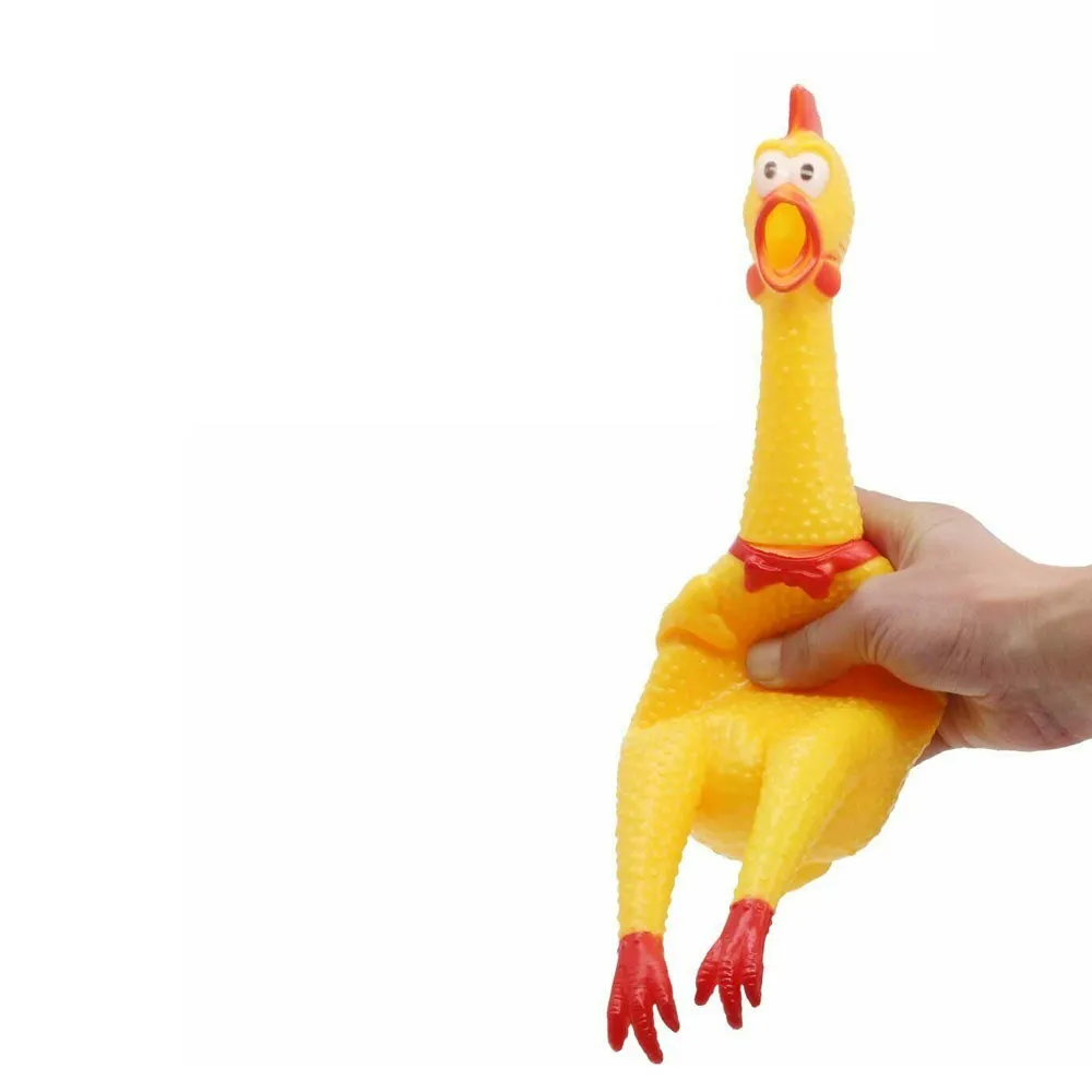 12 PC Lot Shrilling Rubber Chicken Fun Pet Dog Chew Squeeze Screaming Toy 12"