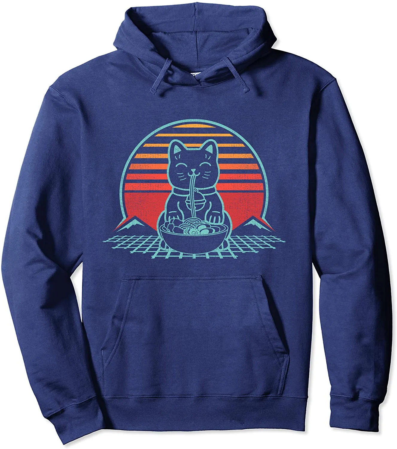 Anime Ramen Cat Retro Japanese Noodles Aesthetic Kawaii Gift Pullover Hoodie