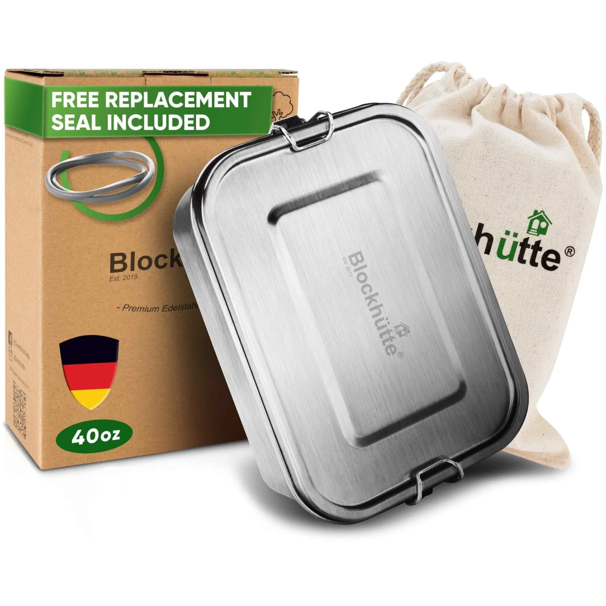Blockhütte: Durable Stainless Steel Bento Box - 3 Compartments, Meal Storage Solution
