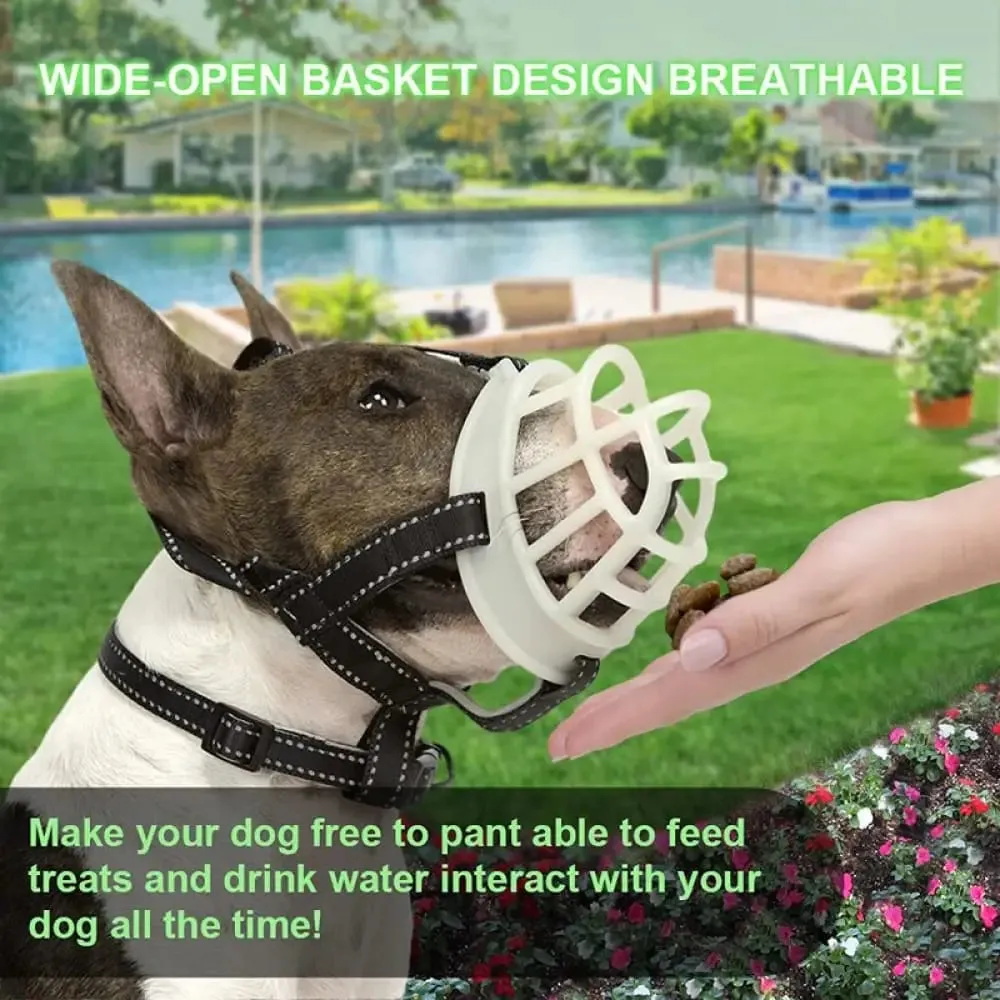 Breathable Adjustable Reflective Pet Mouth Cover Muzzle for Aggressive Dogs to Stop Biting