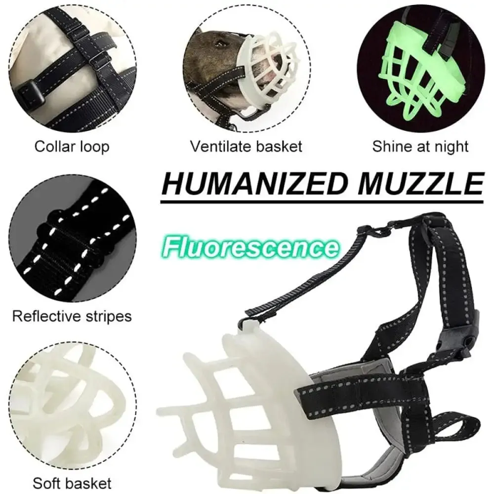 Breathable Adjustable Reflective Pet Mouth Cover Muzzle for Aggressive Dogs to Stop Biting