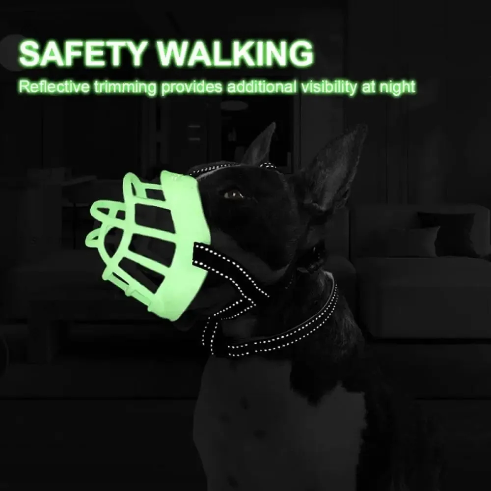 Breathable Adjustable Reflective Pet Mouth Cover Muzzle for Aggressive Dogs to Stop Biting
