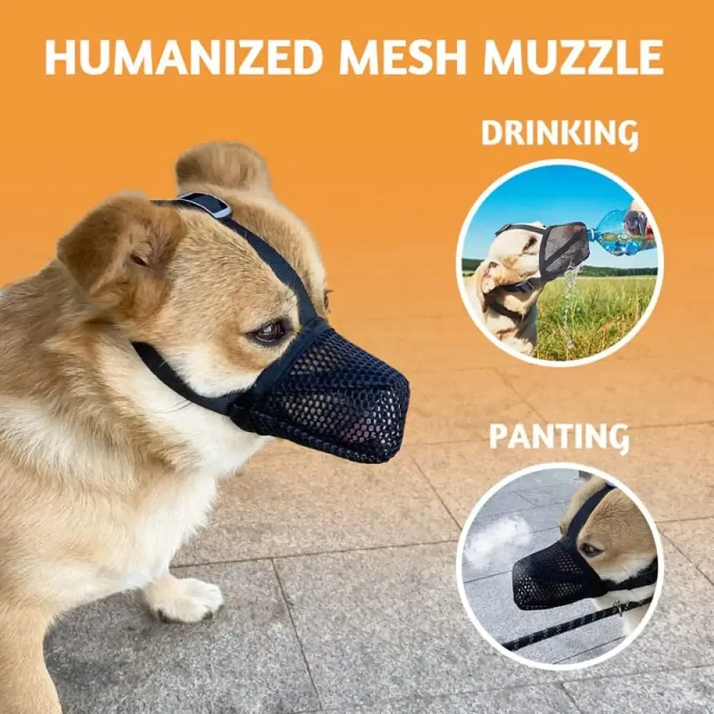Breathable Mesh Soft Muzzle Pet Mouth Cover for Dog to Prevent Biting Chewing