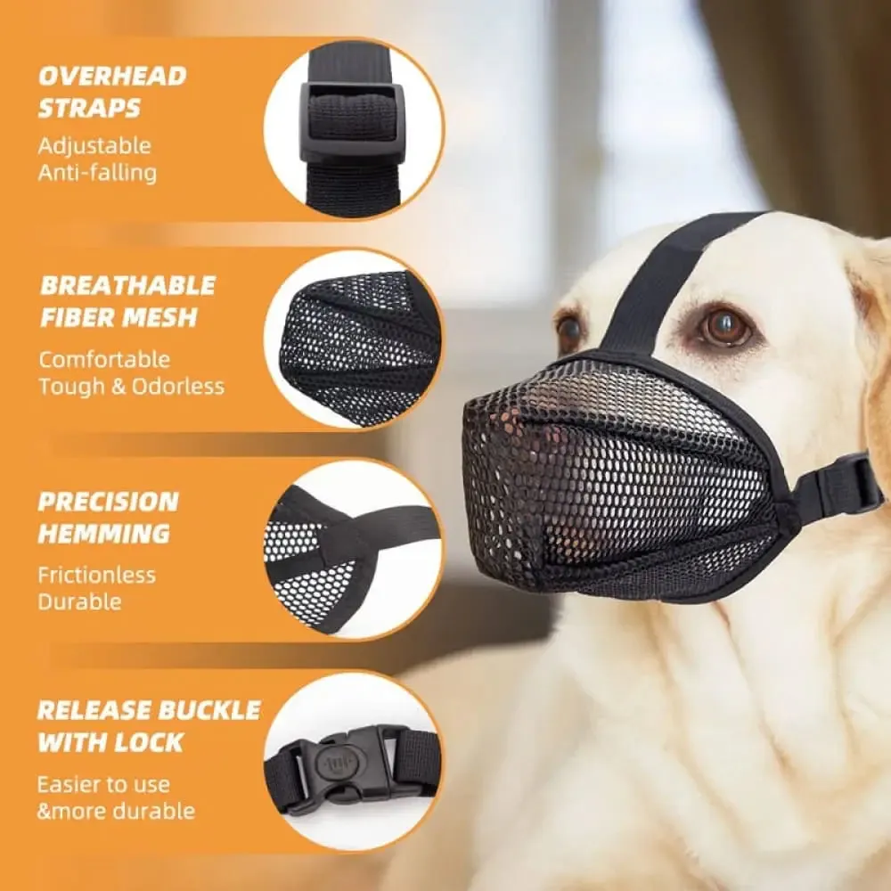 Breathable Mesh Soft Muzzle Pet Mouth Cover for Dog to Prevent Biting Chewing