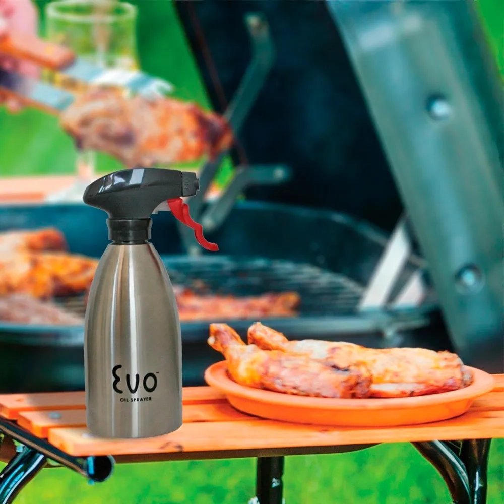 Evo Oil Stainless Steel Trigger Sprayer Bottle Cooking BBQ Kitchen 16 Oz Sprayer