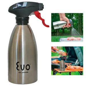 Evo Oil Stainless Steel Trigger Sprayer Bottle Cooking BBQ Kitchen 16 Oz Sprayer