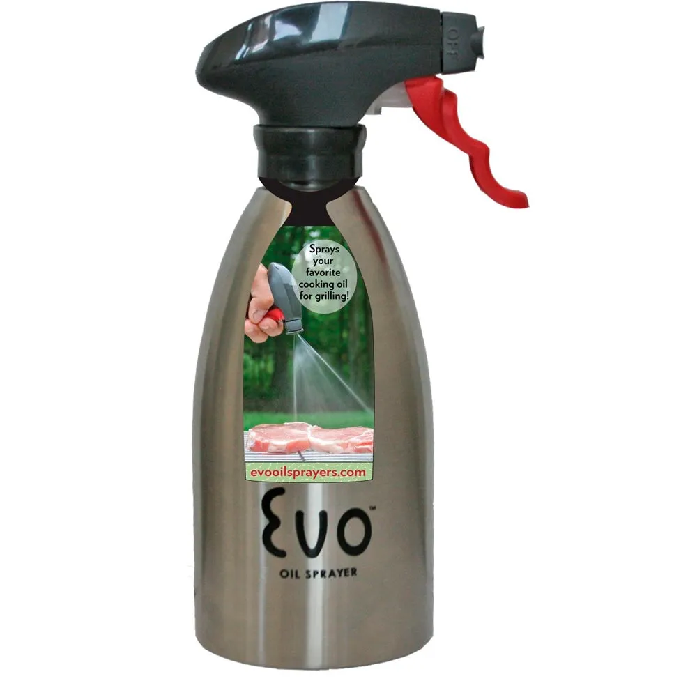 Evo Oil Stainless Steel Trigger Sprayer Bottle Cooking BBQ Kitchen 16 Oz Sprayer
