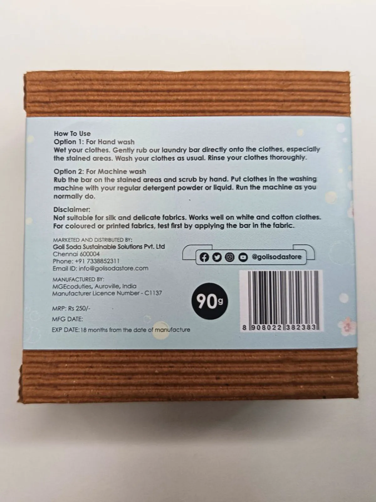 Goli Soda All Natural Probiotics Stain Removing Laundry Bar