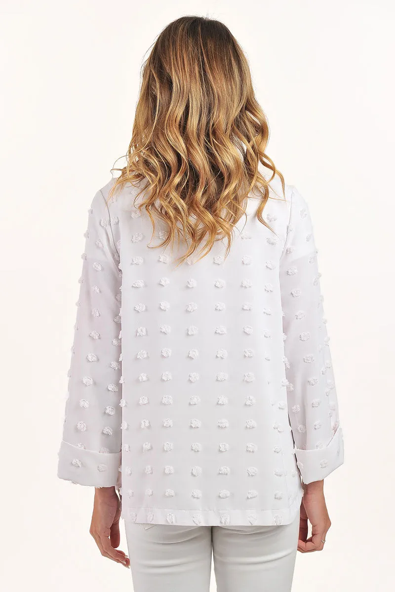 Lemon Grass Flocked Front Button Jacket