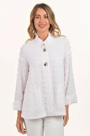 Lemon Grass Flocked Front Button Jacket