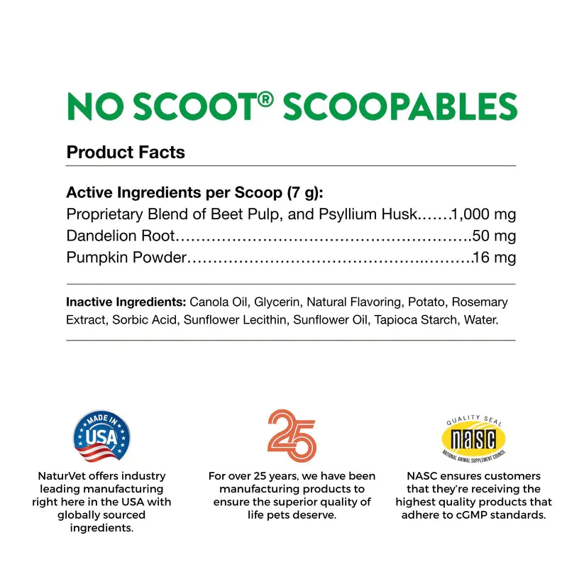 NaturVet Scoopables No Scoot Anal Gland Support   Pumpkin Supplement for Dogs (45 scoops)