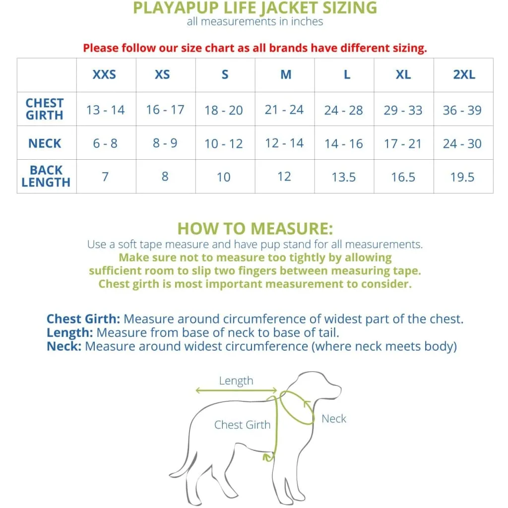 PlayaPup Dog Life Jacket (Pet Flotation Life Preserver)