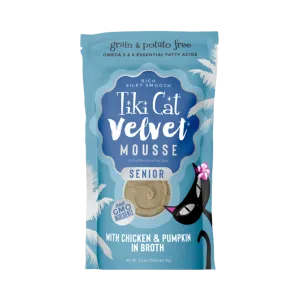 Tiki Cat Senior Mousse Chicken with Pumpkin Wet Cat Food, 2.8-oz pouch