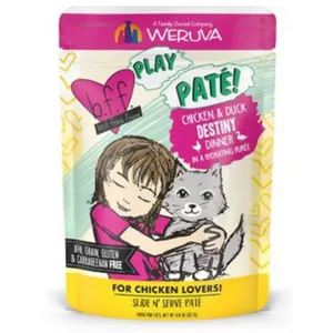 Weruva BFF Play Pate' Chicken & Duck Destiny Dinner in a Hydrating Puree Wet Cat Food Pouches 3 oz